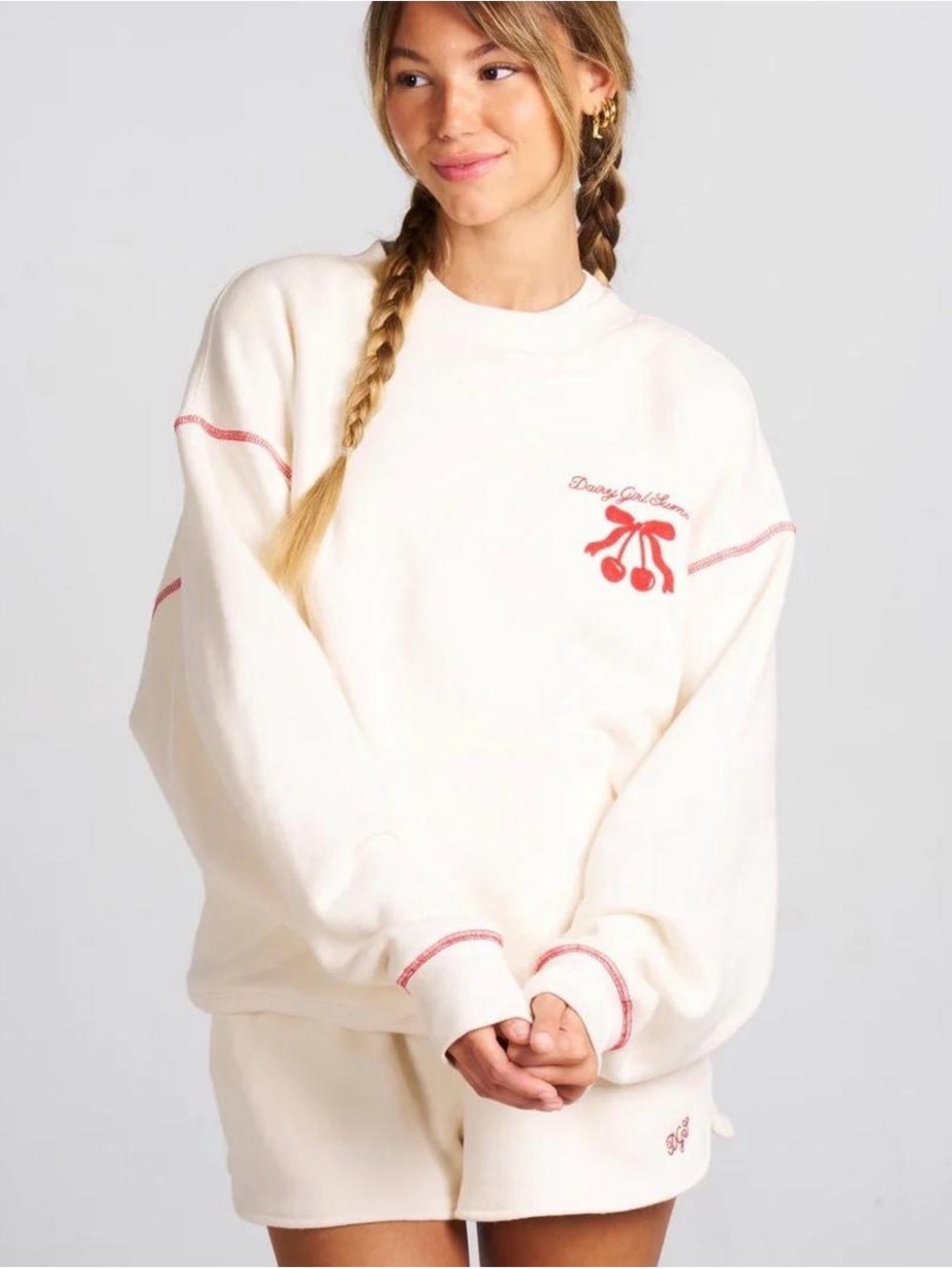 DAIRY GIRL 2024 Limited Ed Cherry Crewneck & Shorts - Picture 2 of 12